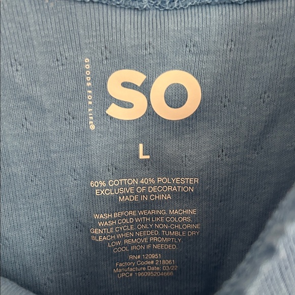 SO Blue Ribbed Tank Top - Picture 2 of 4